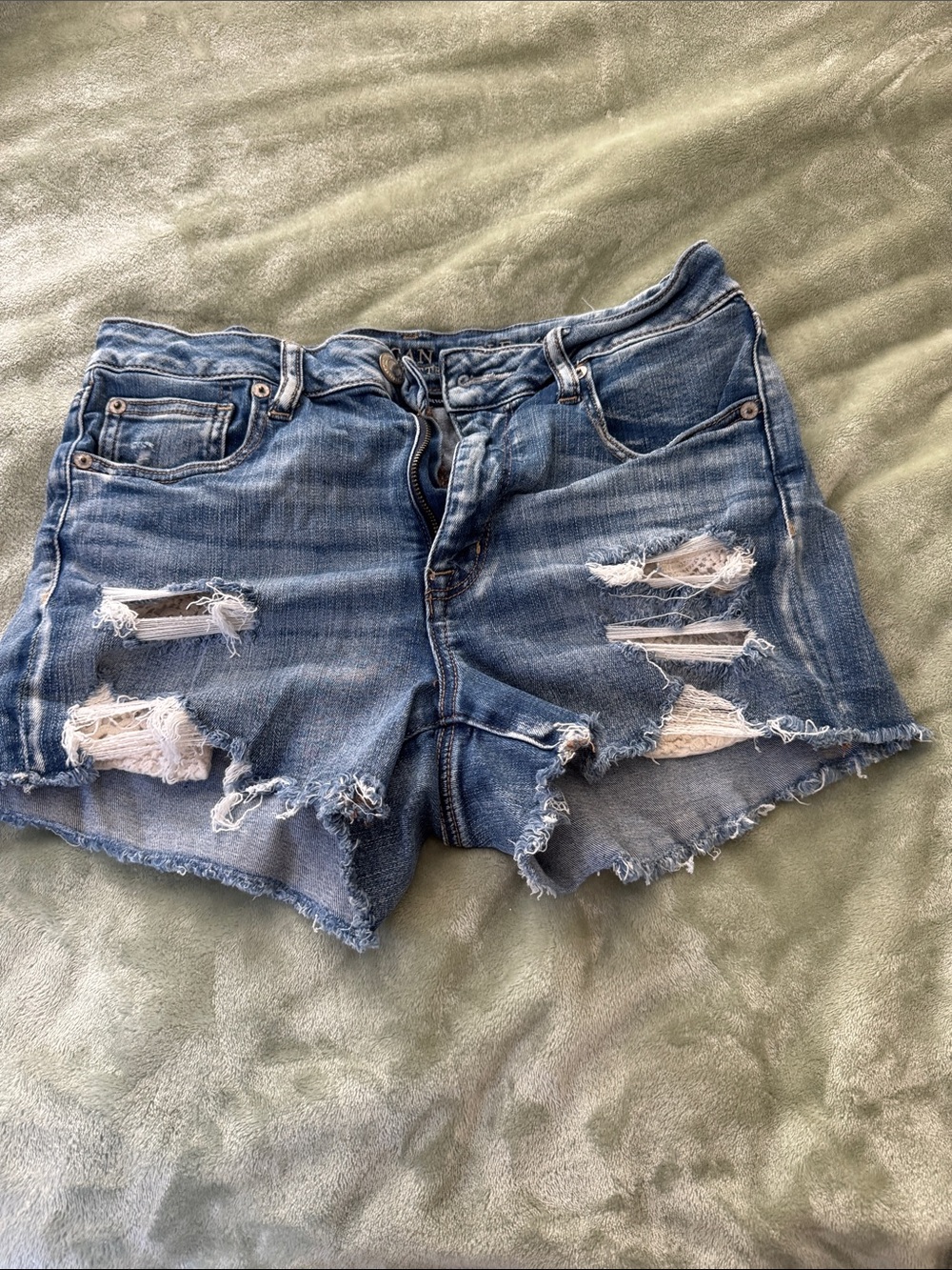 American Eagle Outfitters Distressed Blue Denim Cutoff Shorts